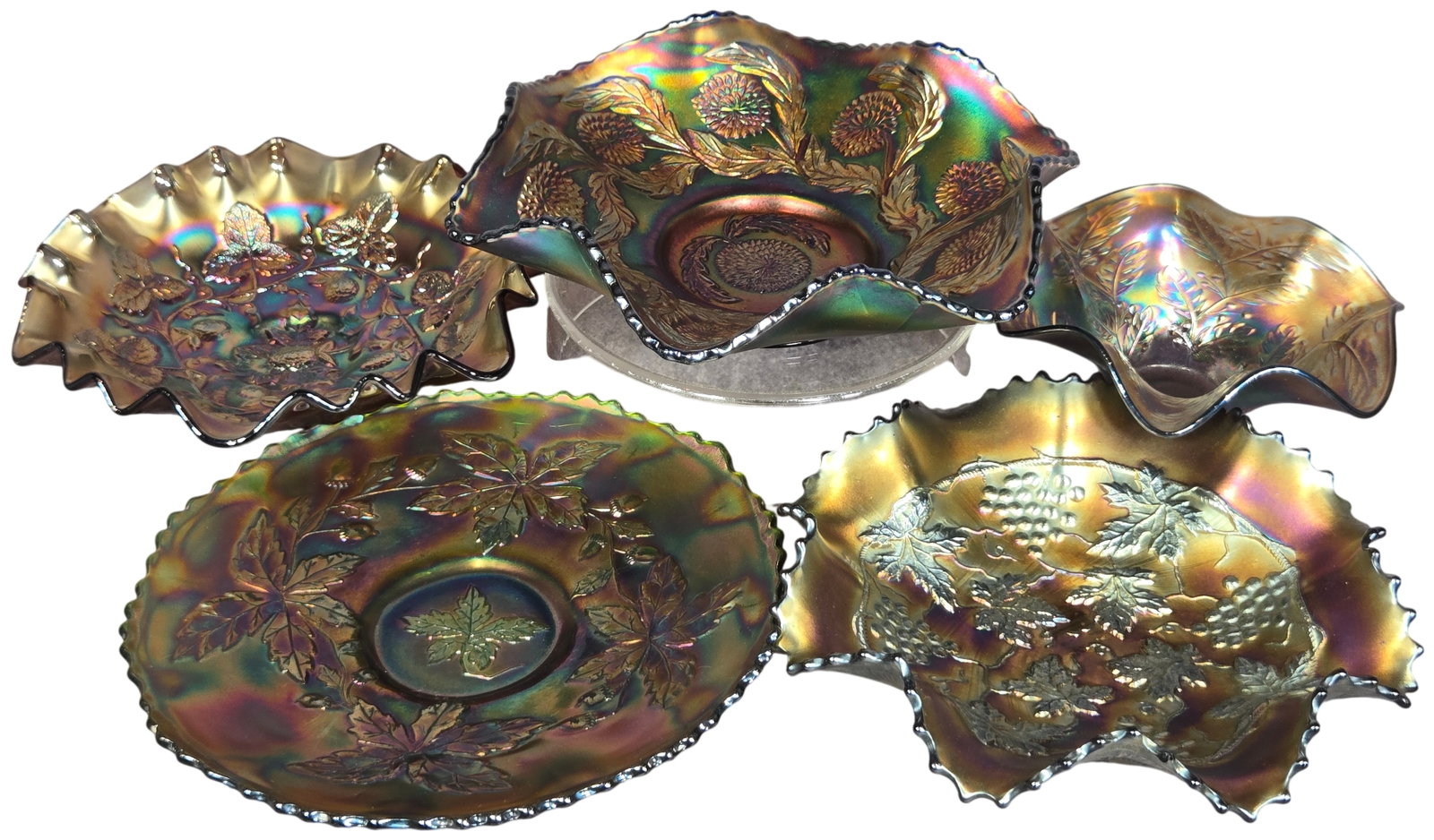 A Collection of Northwood and Fenton Carnival Glass Bowls and Plates (1 of 15)