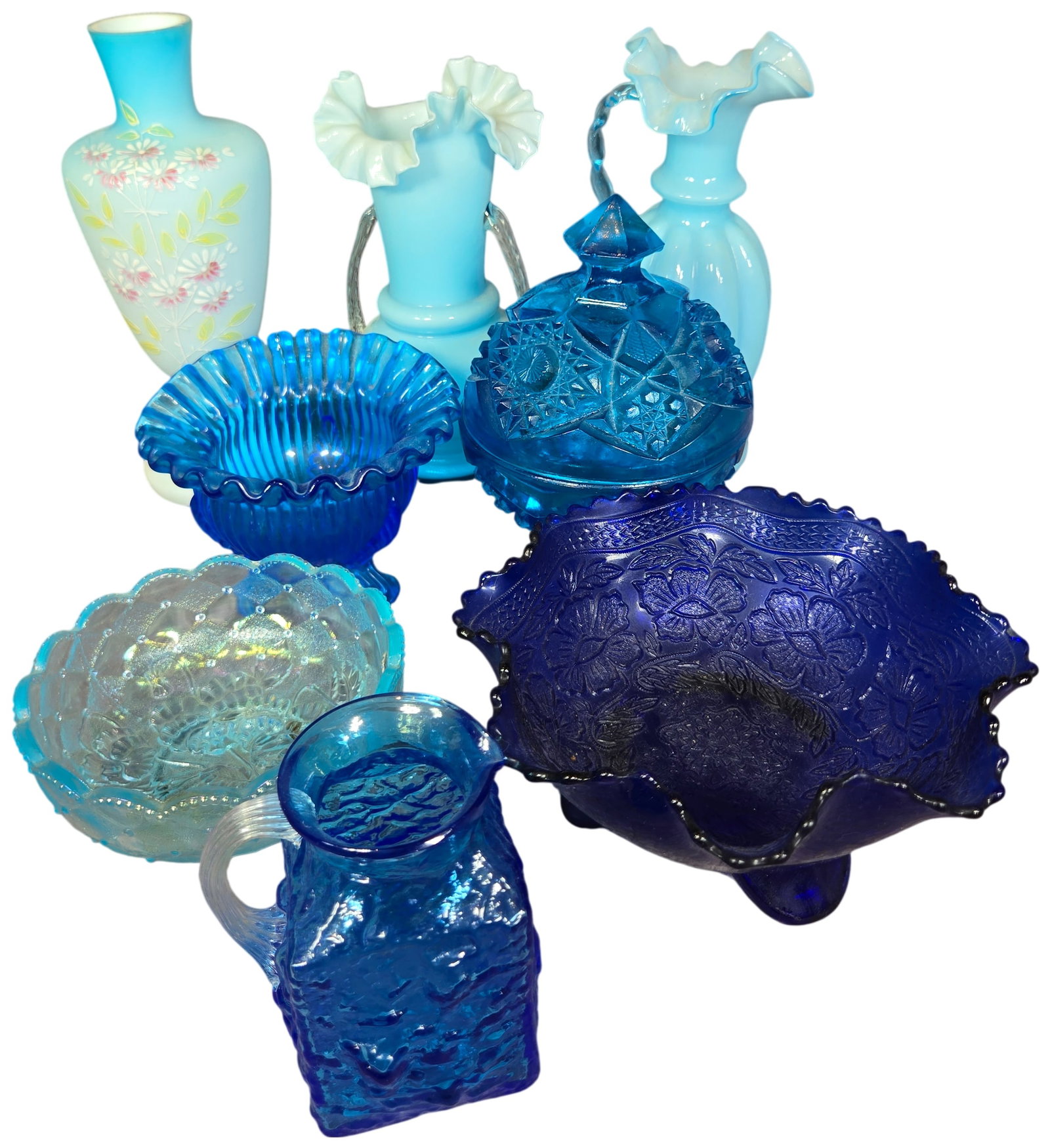 An Assortment of Vintage Blue Glassware Including Imperial and Czechoslovakian Pieces (1 of 20)