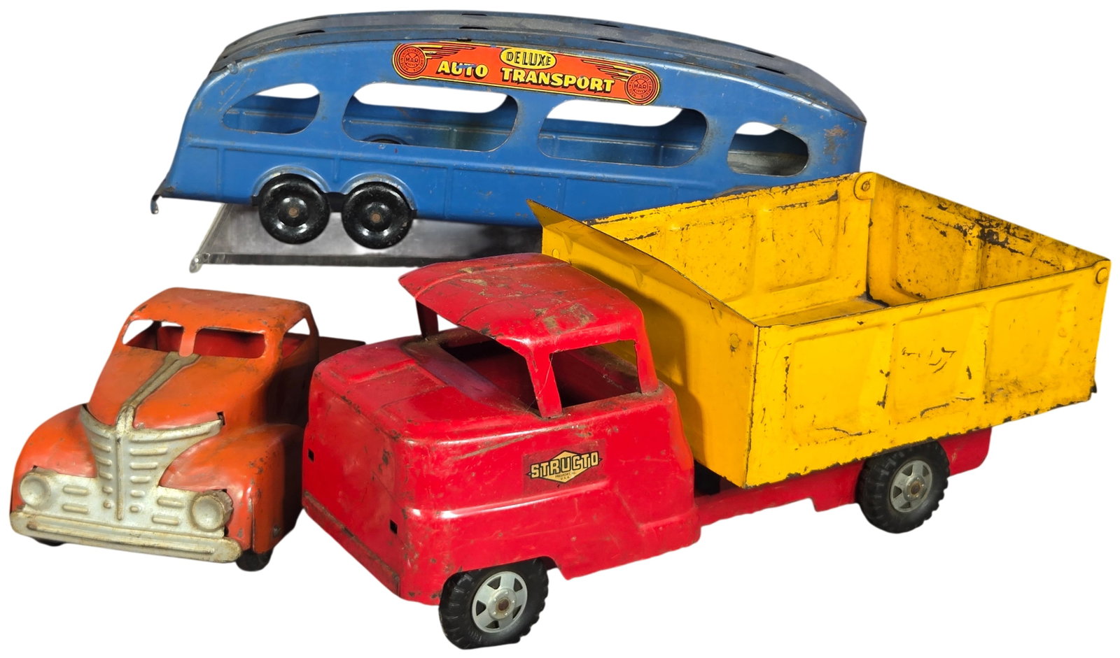 Three Vintage American Pressed Steel and Tinplate Toy Trucks Including Structo and Marx (1 of 12)