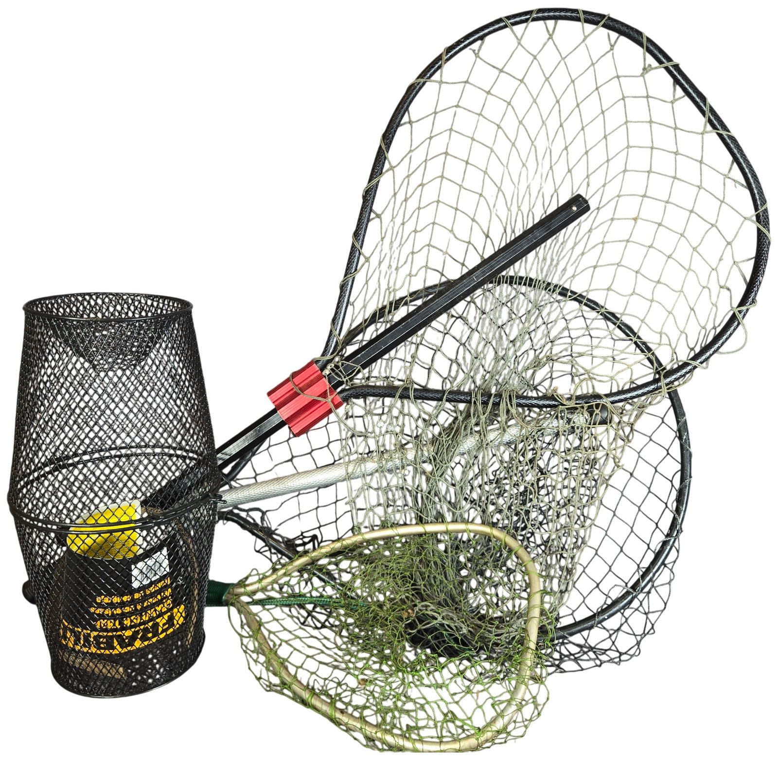 An Assortment of Fishing Equipment Including an EGO S2 Slider Landing Net and a Frabill Fish Trap (1 of 5)