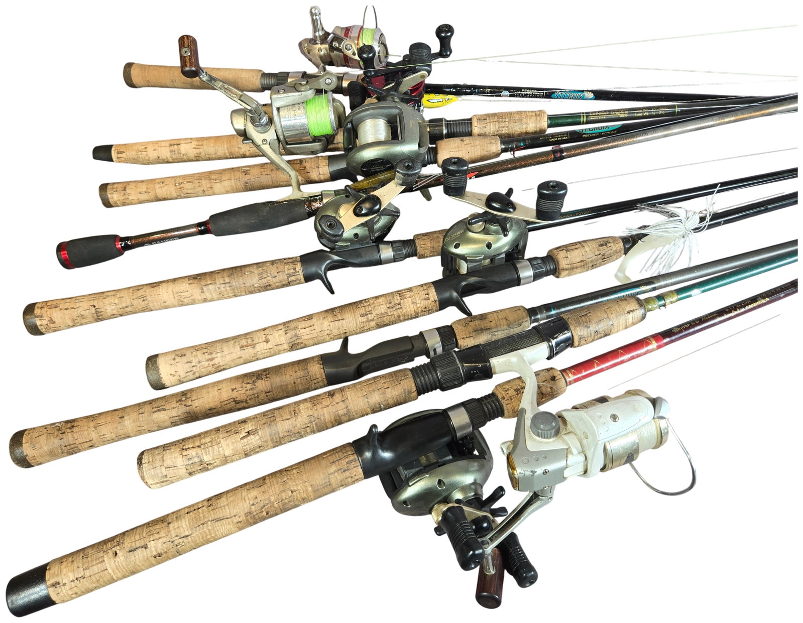 A Collection of 10 Fishing Rod and Reel Outfits including St. Croix, Shimano, and Abu Garcia (1 of 20)
