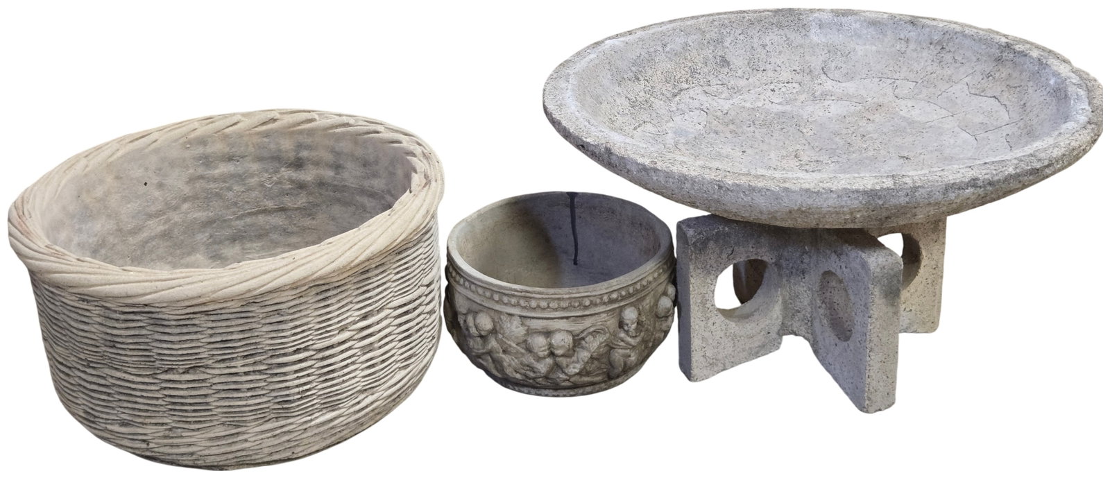 A Trio of Cast Concrete Garden Ornaments including a Henri Studio Planter (1 of 12)