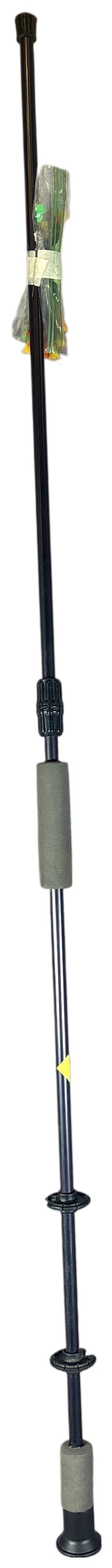 Two-Piece Aluminum Takedown Blowgun with Darts, 55 Inches Long: A 55-inch long takedown blowgun set designed for recreational target shooting. The blowgun features a two-piece black-finished metal shaft that connects with a textured plastic threaded coupling for