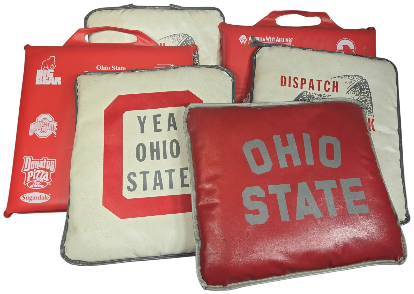 A Lot of Five Vintage Ohio State Buckeyes Vinyl Stadium Seat Cushions (1 of 10)