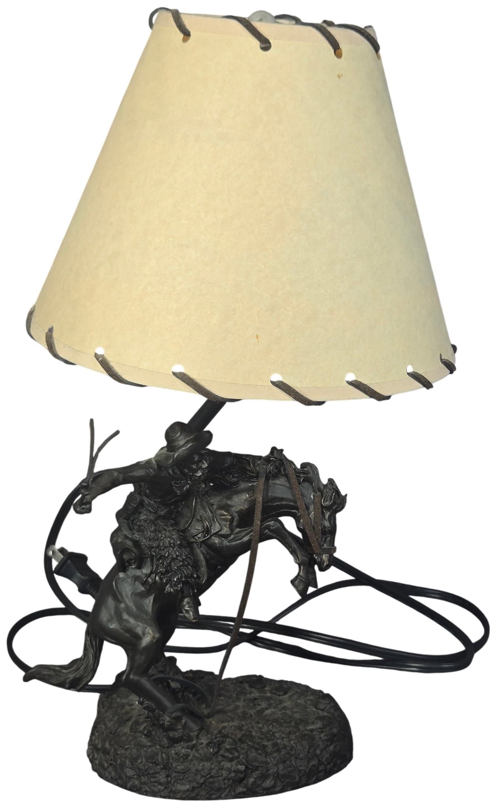 Western Bucking Bronco Table Lamp with Cattle Drive Silhouette Shade (1 of 6)