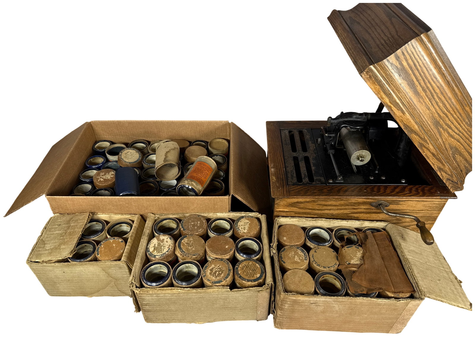 Edison Amberola Cylinder Phonograph and Collection of Edison Blue Amberol Records (1 of 12)