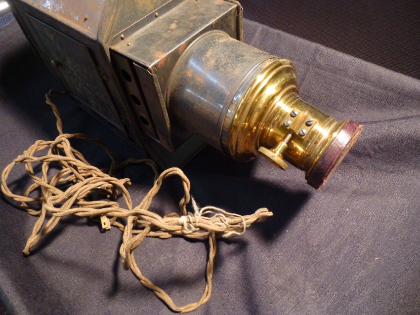 Magic Lantern Slide Projector.: Electrified. With Lens. 18" long. Shipping 30.