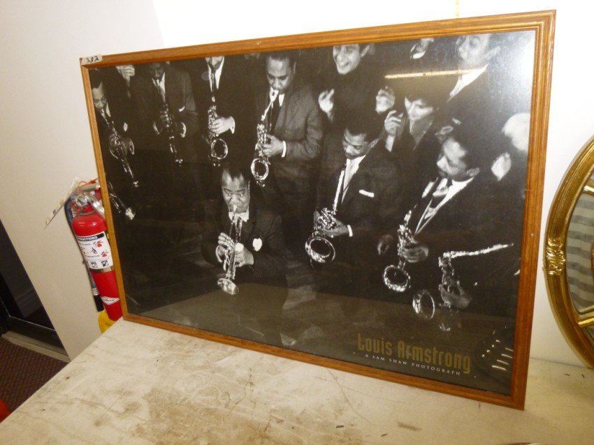 Louis Armstrong photo by Sam Shaw.: Framed Size: 37.5" x 25.5" Buyer is responsible for shipping or pickup. We have a local UPS store that will ship anything.