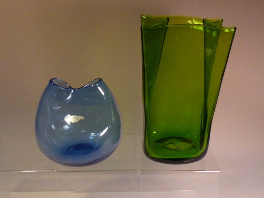 Pair of Blenko Glass vases.: Tallest is 9" high. Buyer is responsible for pickup or shipping. We have a local UPS store that will ship anything.