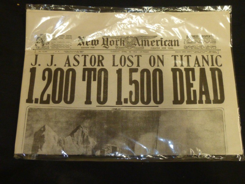 Repro Titanic Sinking newspaper.: Shipping 7.50.