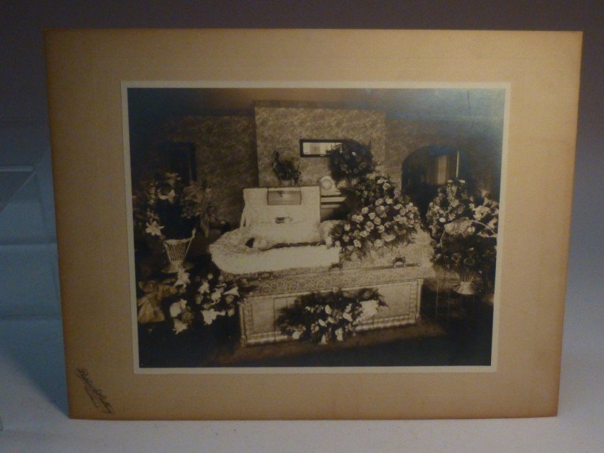 c. 1915 Post Mortem Photo of a man: In his coffin. Columbus, Ohio. Total size: 12.5" x 9.75. Shipping 12.50