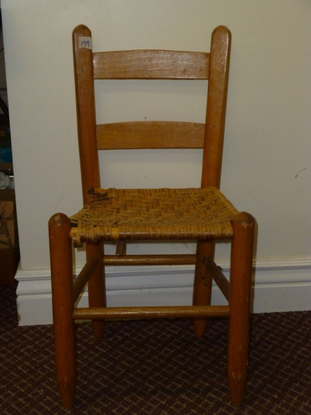 Child's Ladder Back Reed Bottom Chair.: 25.5" tall. Buyer is responsible for pickup or shipping. We have a local UPS store that will ship anything.