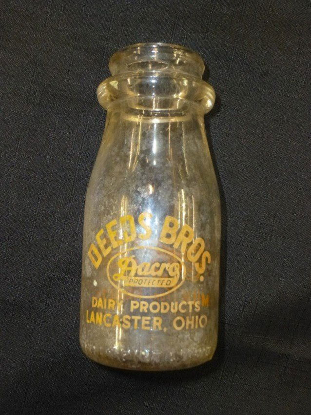 Vintage Deeds Bros. Milk Bottle Lancaster, Ohio