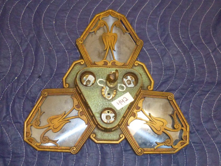 Vintage Art Deco Light Fixture: Unusual. Width: 13" Shipping 20