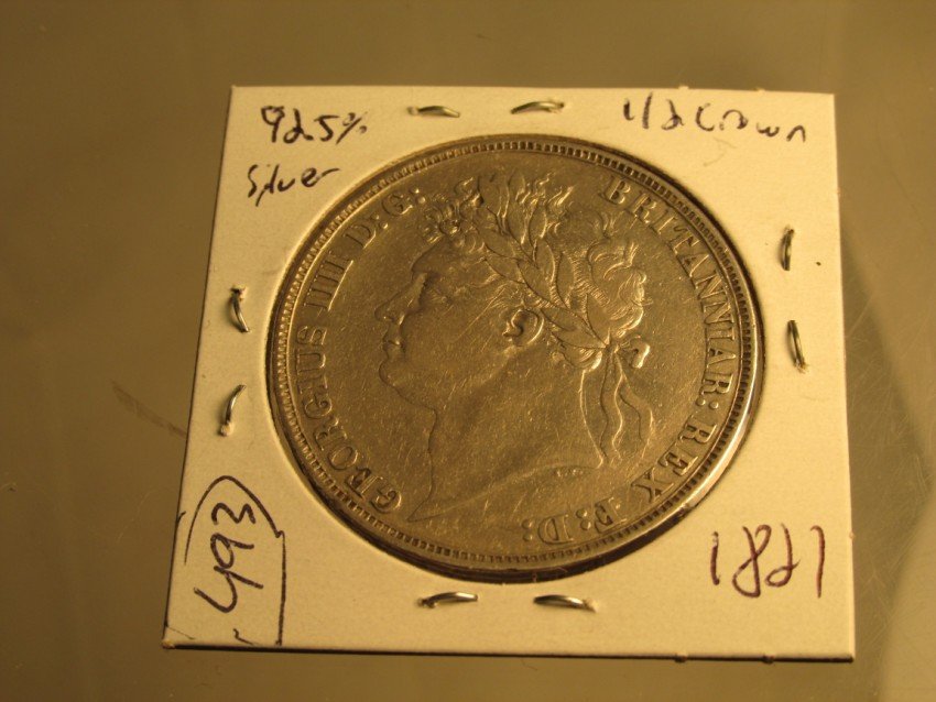 1827 Silver Half Crown Coin: Shipping 5.