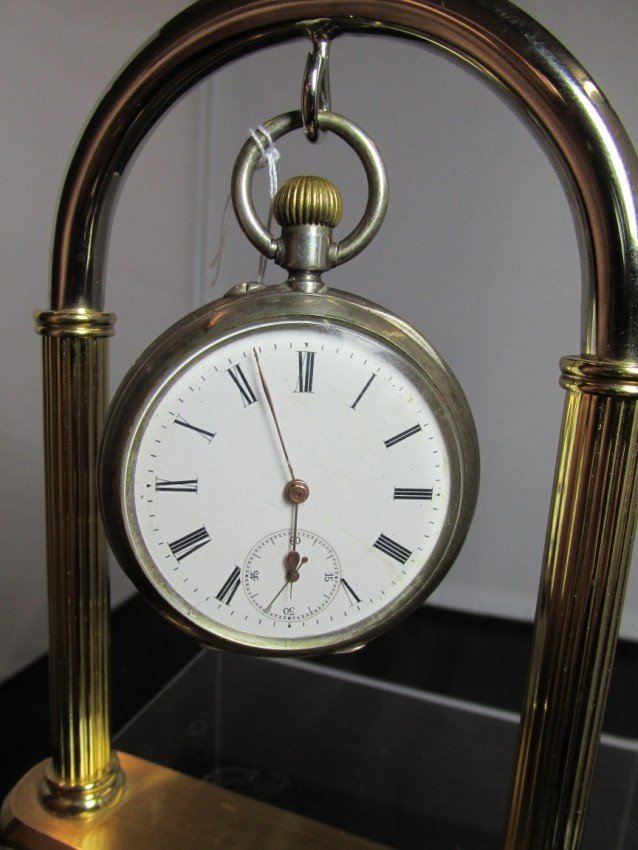 European Pocket Watch w/Fancy Dial in Sterling case: Sterling Silver Case. 1 13/16" across. Not running, but a nice looking watch. Shipping 7.50. We combine shipping for purchases of three or more lots by adding the shipping amount for each item purchas