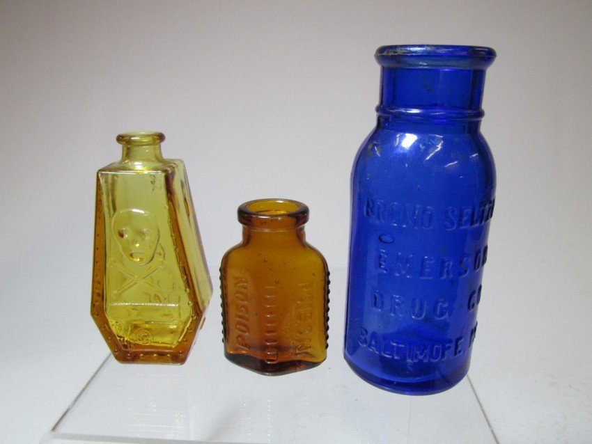 Group of three old bottles: Includes 2 poison and one other. Shipping 12.50. We do combine shipping. To see how we combine shipping, please read our terms and conditions.