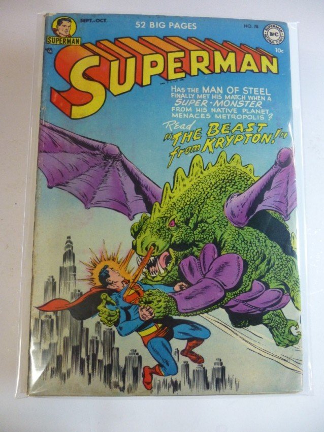 Early Comic Book: DC Comics Superman #78: Grade: 3.5-4.5 Shipping 7.50. All grades are approximate grades that we assigned to the best of our ability. We graded conservatively throughout, but CGC grades may come in above or below our grades.