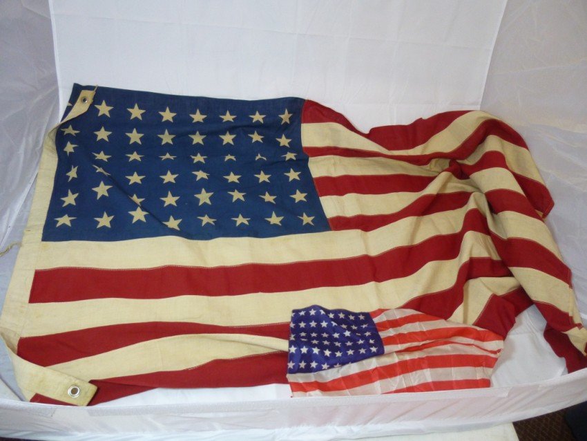 48-Star US flag, PLUS: plus a small silk flag. Shipping 15.