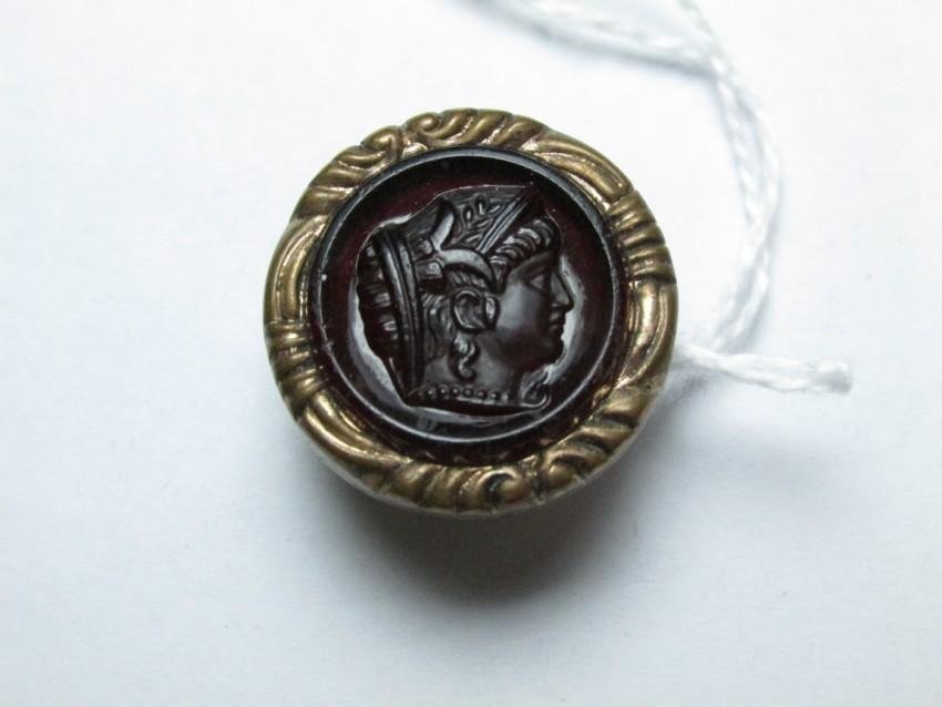 Antique Intaglio Jewelry Button Stud: 7/8" wide. Shipping 4.