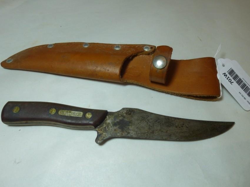 Large Schrade Old Timer Knife: In Sheath. Overall length: 11 3/4" Shipping 15