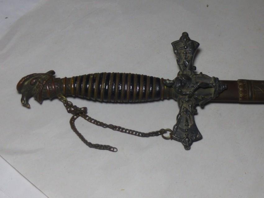 Old Masonic Sword w/Eagle Handle: Total length in the scabbard: 37" Buyer responsible for pickup or shipping. We have a local UPS store that will ship nearly anything.