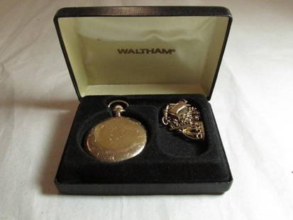 Vintage Waltham Men's Pocket Watch w/chain: In Box. Shipping 10