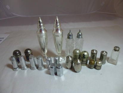 Very large lot of old Salt and Pepper Shakers: Many silver plate. Shipping 20