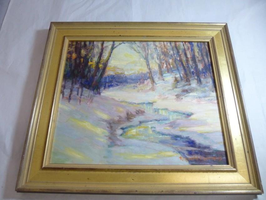 Oil on Board Painting - Signed: Reginald Williams. Framed size: 17 3/4" x 15.5" Buyer is responsible for pickup or shipping. We have a local UPS store that will ship nearly anything.