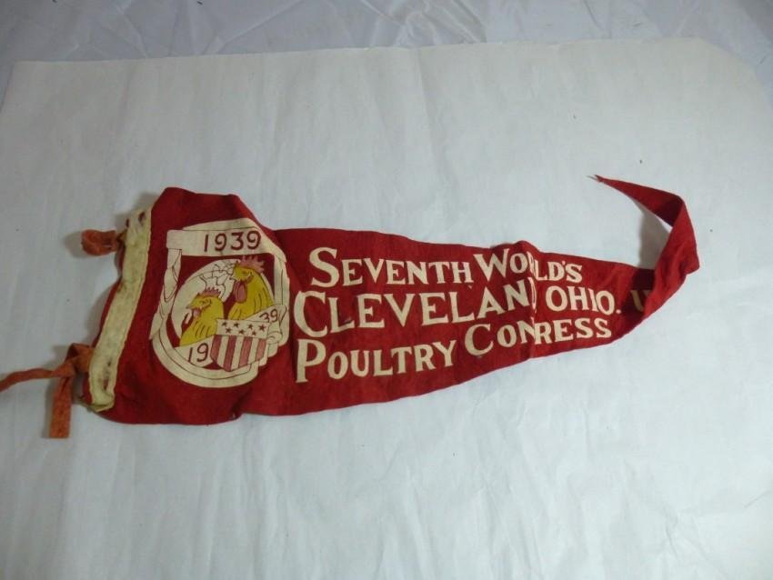 7th World's Poultry Congress 1939 Pennant: Length: 23" Shipping 7.50