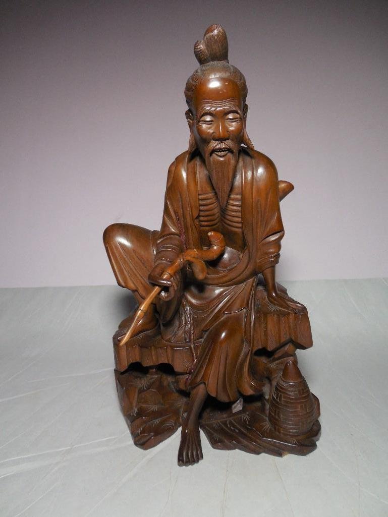 Larger Old Wooden Chinese Buddhist Man Statue: UPS Store Shipping or Pickup Only