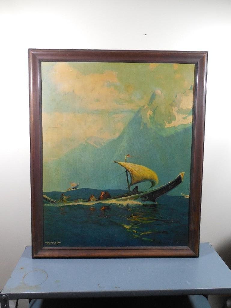 Northern Pacific Railway Print Sidney Laurence: Framed size 29 9/16" x 35.5" See terms and conditions for shipping info.