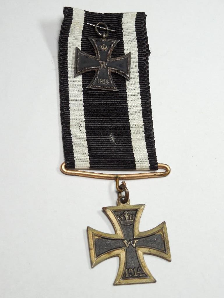 WWI German Prussian Iron Cross Pair on Ribbon: Shipping 7.50