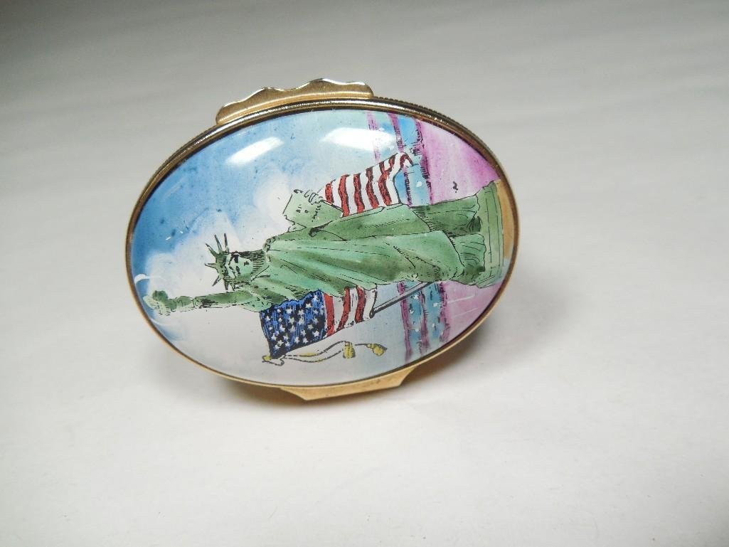 Vintage Tiffany Pill Box w/Statue of Liberty Design: Shipping 10