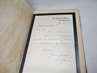 George Eliot Signed Letter w/Envelope Theophrastus Such: First Edition of Impressions of Theophrastus Such by George Eliot. Affixed at the beginning of the book is an Autographed Letter, Signed by George Eliot with the name Mary Ann Lewes, her birth name an