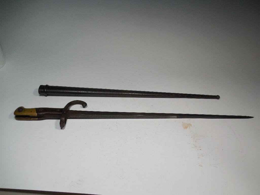French Model 1874 1876 Bayonet w/Scabbard: French Model 1874 1876 Bayonet w/Scabbard
