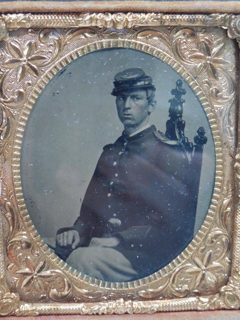 1/6 plate Ambrotype Young Civil War Soldier Buckle: 1/6 plate Ambrotype Young Civil War Soldier Buckle