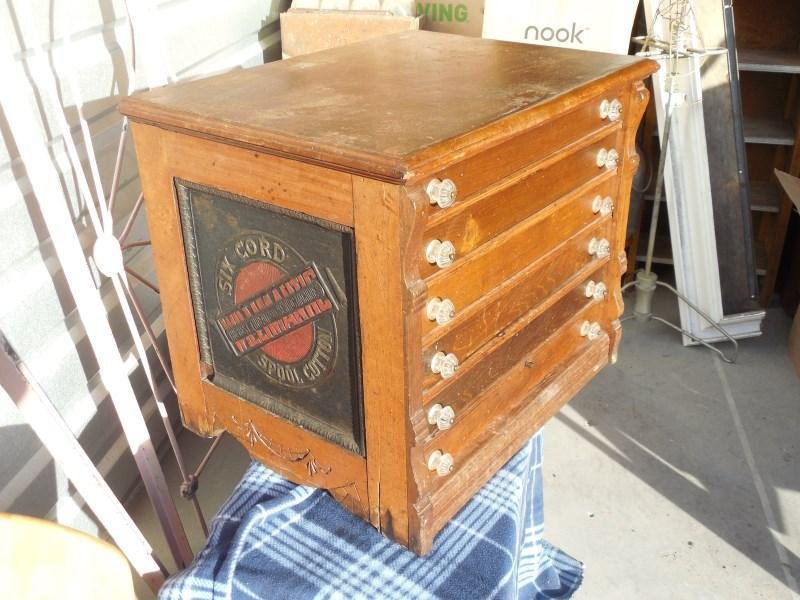 Antique Willimantic Spool Cabinet w/Tin Sides: Antique Willimantic Spool Cabinet w/Tin Sides