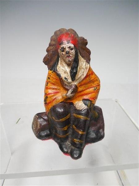 Unusual Antique Cast Iron Native American Bank: Unusual Antique Cast Iron Native American Bank