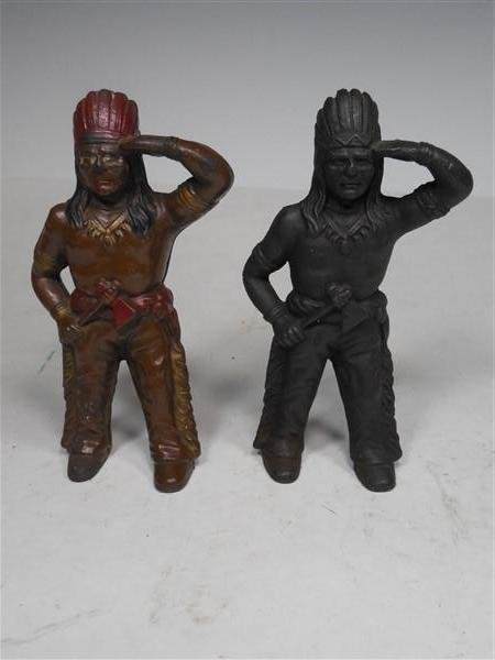 2 Antique Cast Iron Native American Banks: 2 Antique Cast Iron Native American Banks