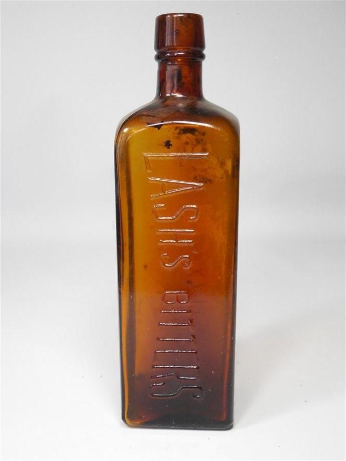 Antique Glass Lash's Bitters Bottle Amber: Antique Glass Lash's Bitters Bottle Amber