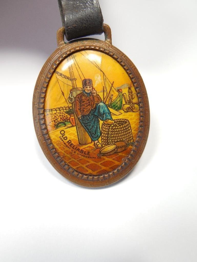 Antique Old Reliable Coffee Advertising Watch fob: Antique Old Reliable Coffee Advertising Watch fob