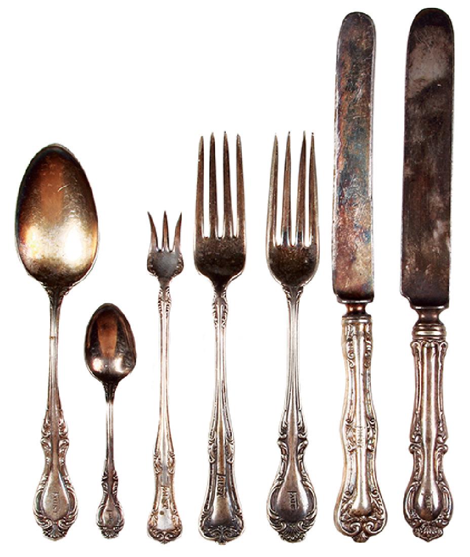 Seven silverware pieces: Seven silverware pieces, 4.3'' to 9.5'', marked Wallace & Richards, R. Wallace, Maschmeyer & Richards, all have Faust on handles, good used condition