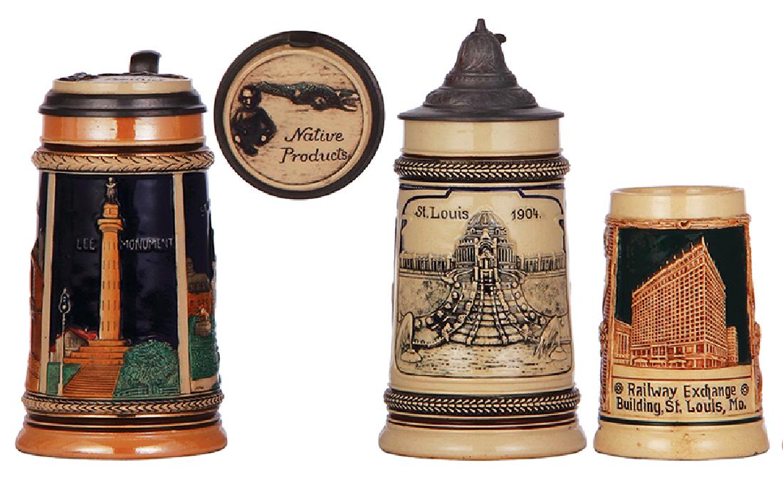 Three pottery steins, St. Louis (1 of 4)