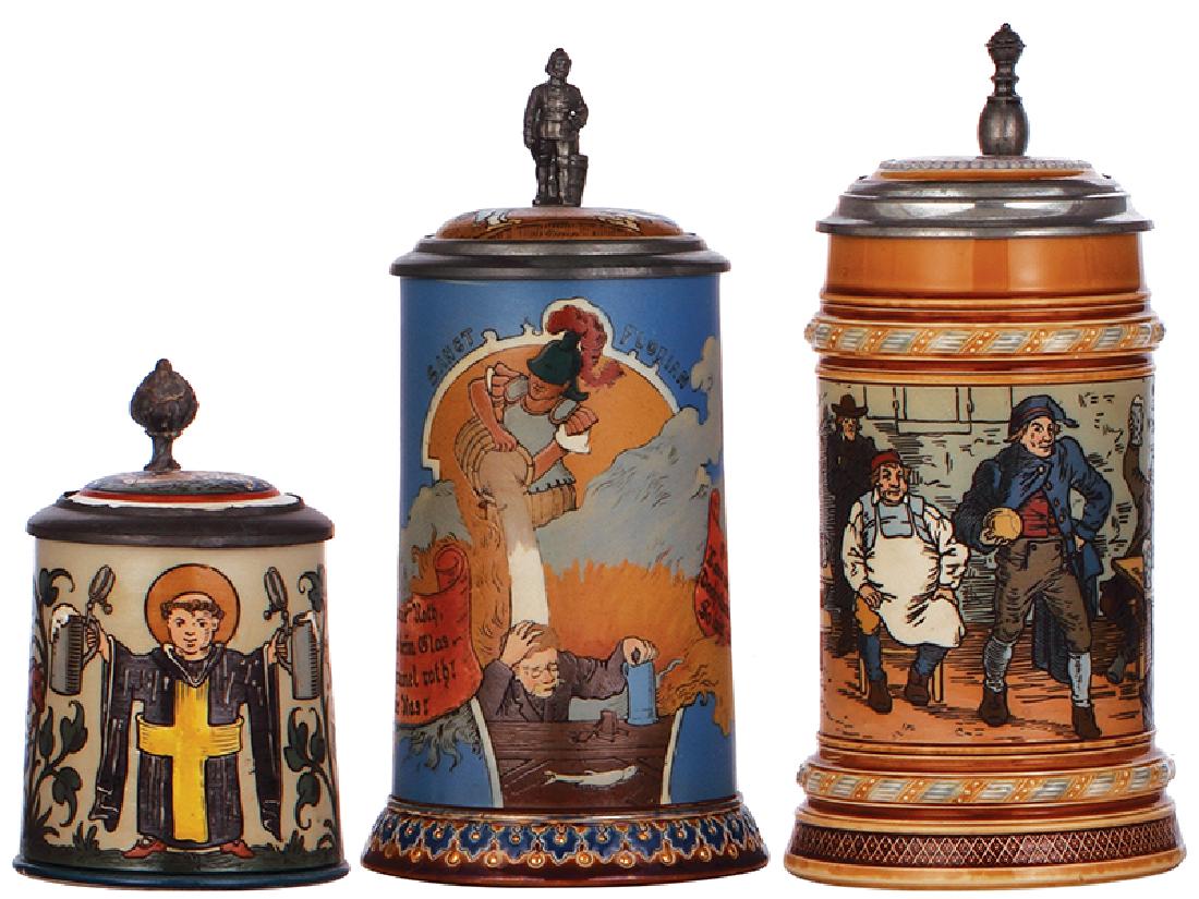 Three Mettlach steins, 2052, 2091, 1403 (1 of 4)