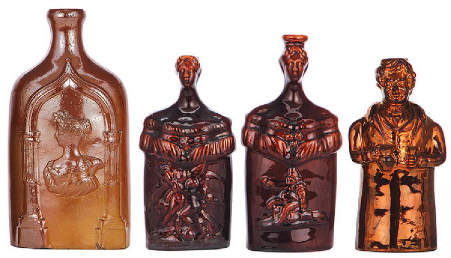 Four Stoneware Reform Flasks