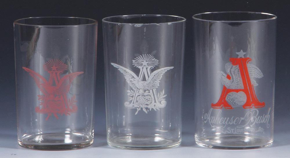 Three Pre-Prohibition beer glasses Anheuser-Busch (1 of 1)
