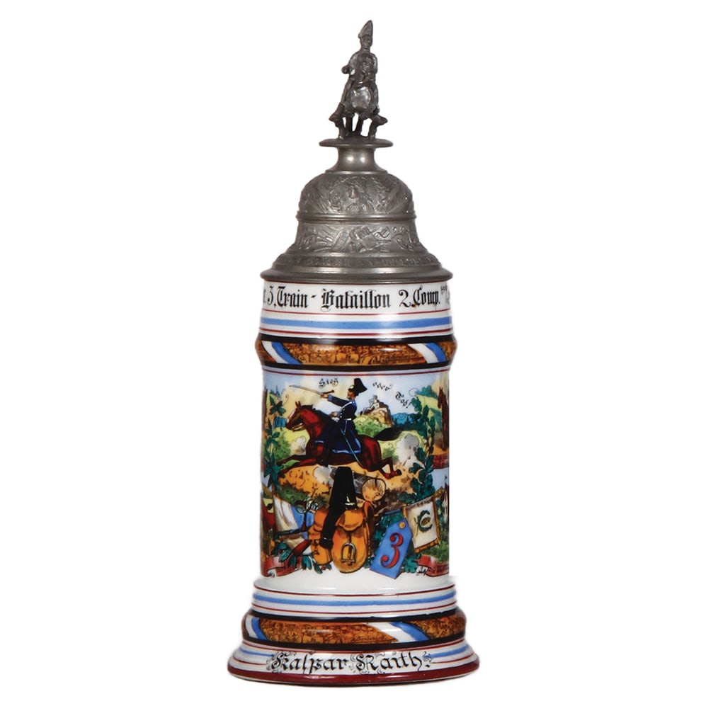 Regimental stein, bayr. 3. Train Bataillon, Fürth, 1906 - 1908, (1 of 3)