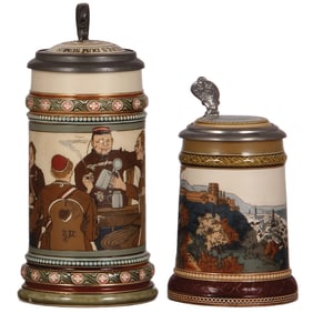 Mettlach steins (two), .5L, 2051, .3L, 2277,