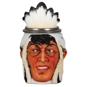 Character stein, .5L, marked E. Bohne Söhne, Indian